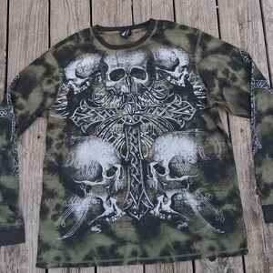 Y2K MMA Elite Skull Cross Thermal Long Sleeve Tee XXL